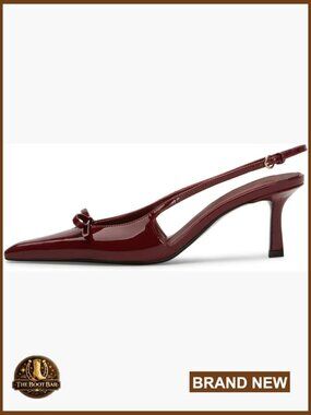 Slingback Heels with Bow Pointed Toe Pumps 2.5 Inch Kitten Heels